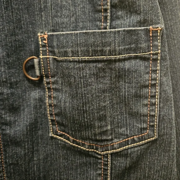 EXPRESS Denim Jacket / Cropped / Ruched Back / Zipper Sleeves - Picture 5 of 8